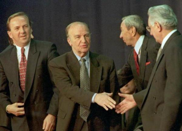 Krešimir Zubak sa Alijom Izetbegovićem i Franjom Tuđmanom u Daytonu, Ohio, 1. novembra 1995.