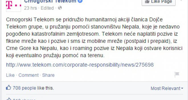 Ovako se pomaže Nepalu: 'Velikodušnost' crnogorskog Telekoma postala hit na internetu