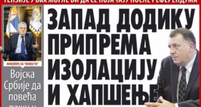 Zapad priprema hapšenje Milorada Dodika?