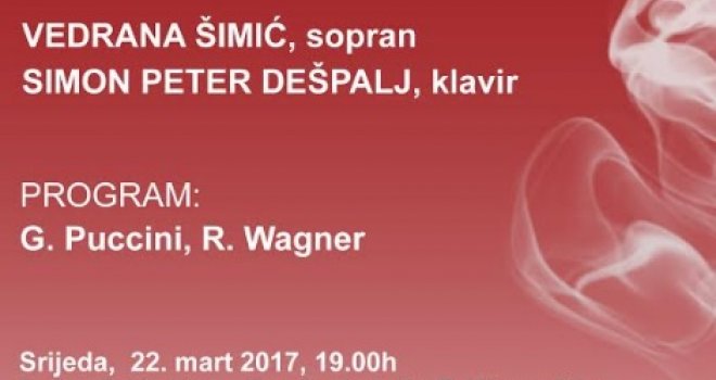 Večer opernih arija i romantičnog lieda: Vedrana Šimić i Simon Peter Dešpalj u Bošnjačkom institutu