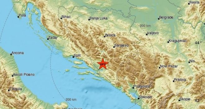 Snažan zemljotres zatresao Hercegovinu
