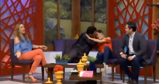 Jedva se odbranila: Političar na silu pokušao poljubiti voditeljicu u programu uživo