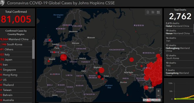 Pratite situaciju s korona virusom na interaktivnoj karti svijeta:  Evo gdje je najgore!