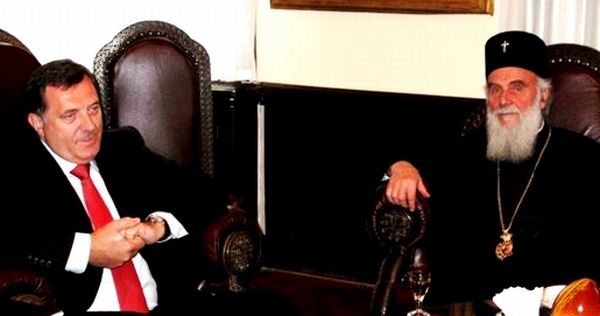 Patrijarh Irinej i Milorad Dodik; foto: Rts.rs