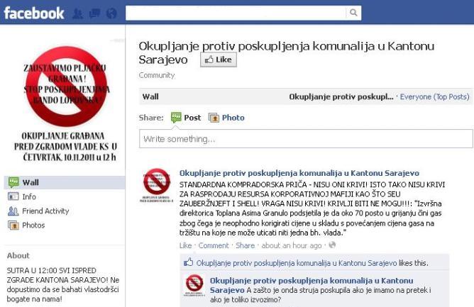 Okupljanje protiv poskupljenja komunalija u Kantonu Sarajevo