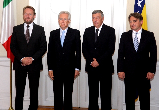 Mario Monti s članovima Predsjedništva BiH