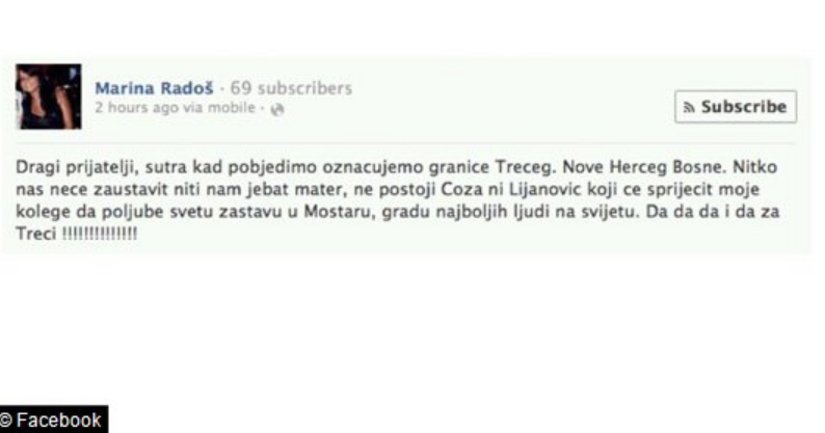 Marina Radoš - status na FB