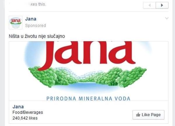Jana reklama na Facebooku za vrijeme poplava u BiH i Srbiji