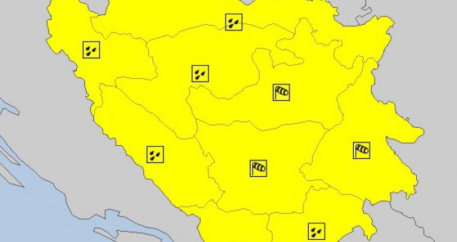 Neka vas ne zavara jutarnje sunce: Za cijelo područje BiH upaljen je žuti meteoalarm