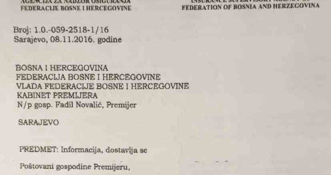 DEPO u posjedu pisma direktora Agencije za nadzor koji tvrdi: U Sarajevo-osiguranju finansijsko stanje sve je gore!