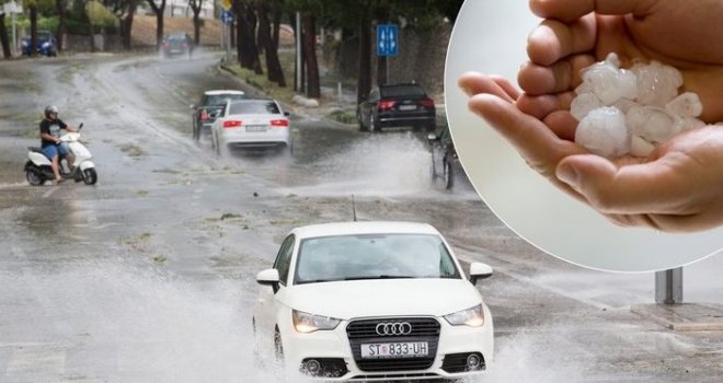 Potop u Hrvatskoj: Voda ulazi u podrume, ceste zatvorene, grad veličine oraha zatrpao Split, a slijede nove padavine 