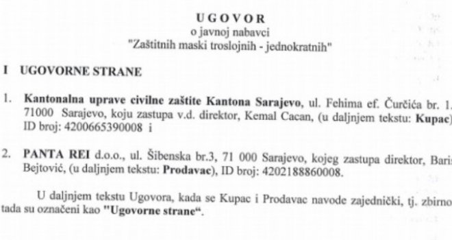 Kako su maske u Sarajevu kupljene od firme sina kantonalne zastupnice Bilsene Šahman koja se bavila prodajom kolača?!