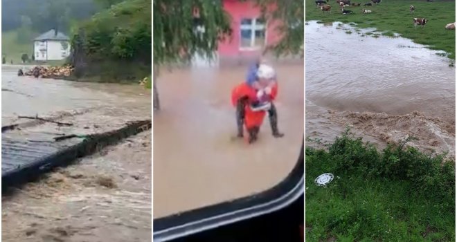 Apokaliptični prizori: Voda se probija u kuće, vatrogasci na leđima spašavaju ljude, aktivno klizište...
