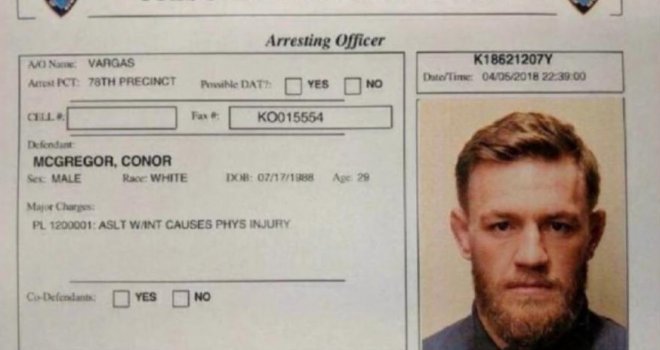 Uhapšen Conor McGregor: Najpopularniji MMA fajter napravio najveći skandal u karijeri