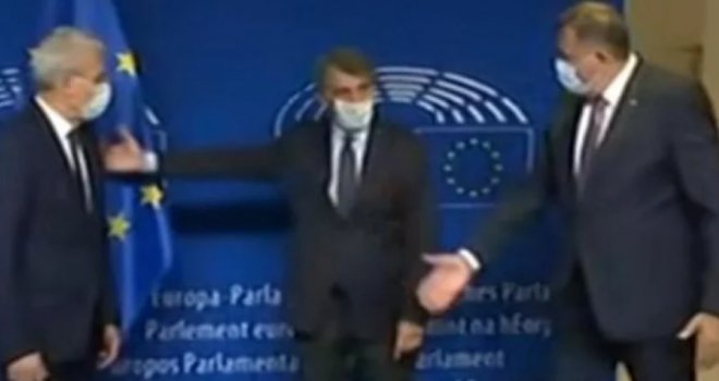Ruka 'vamo, ruka tamo, sijevaju varnice u Briselu: Dodik odbio da stane pored Džaferovića