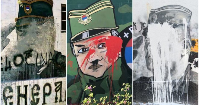 Širom Beograda 'padaju' murali osuđenog ratnog zločinca Ratka Mladića