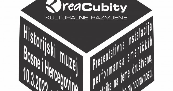 Prezentativna instalacija performansa 'CreaCubity' američkih umjetnika 10. marta u Sarajevu