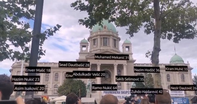 Imena 8.372 ubijenih u genocidu u Srebrenici na Skupštini Srbije: Virtuelni spomenik u Beogradu