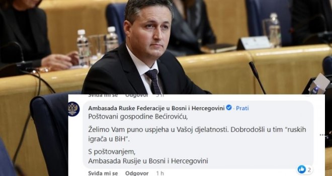 Ruska ambasada poručila Bećiroviću: Dobrodošli u tim 'ruskih igrača u BiH'