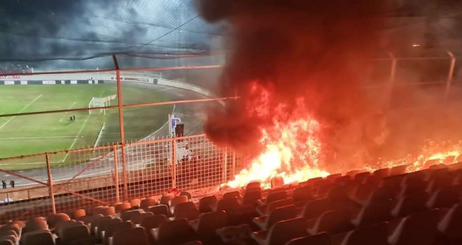 Zapalili tribine na stadionu pod Bijelim brijegom: Vatrogasci objavili fotografije... Pogledajte šta su huligani uradili!