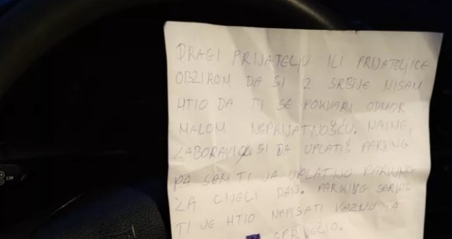 Beograđani šetali po Zenici, pa ih dočekala zanimljiva poruka na automobilu