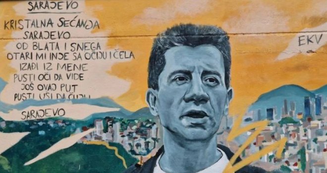 Mural Milana Mladenovića oslikan na zgradi u kojoj je nekada živio u Sarajevu