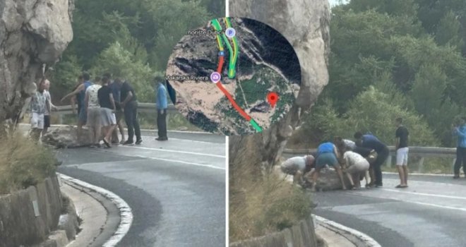 Strahota na cesti: Odvalila se kamena gromada na opasnim krivinama blizu Makarske! Vozači se odmah 'bacili' na posao